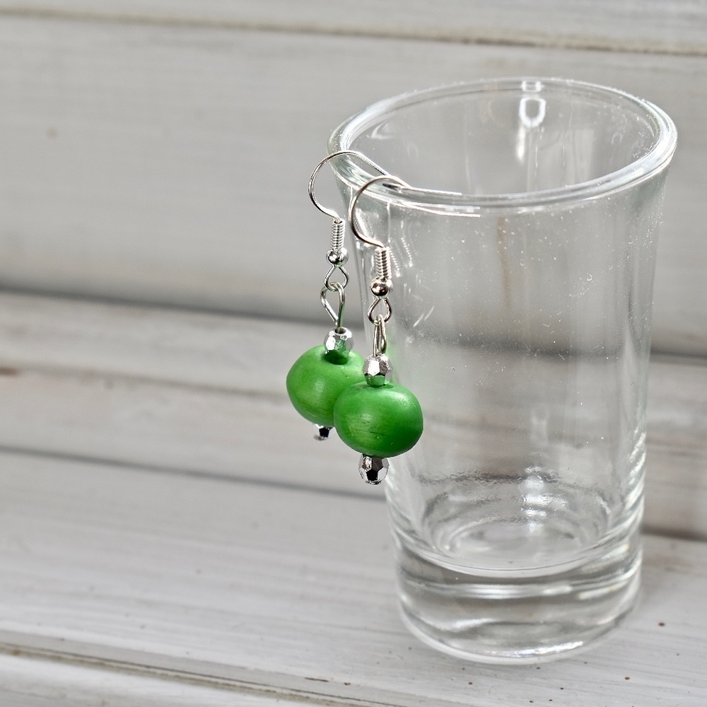 Green Apple Beaded Earrings